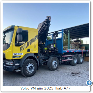 Volvo VM ao 2025 Hiab 477
Capacidad de levante 10 T
Alcance mximo 18 metros
