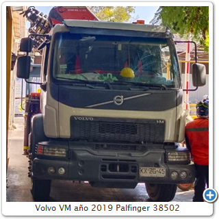 Volvo VM ao 2019 Palfinger 38502
Capacidad de levante 8 T 
Alcance mximo 20 metros


